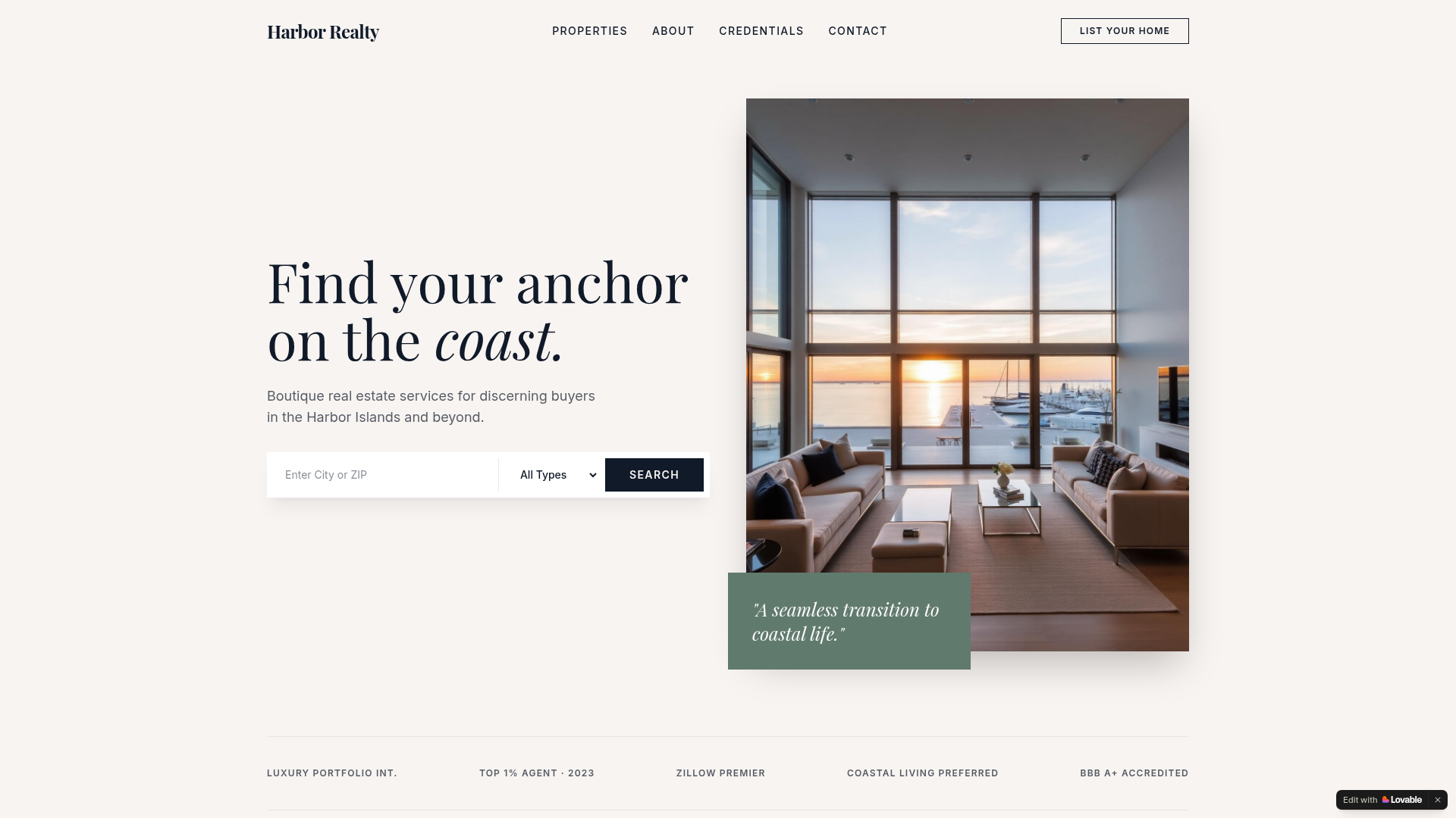 Harbor Realty website preview