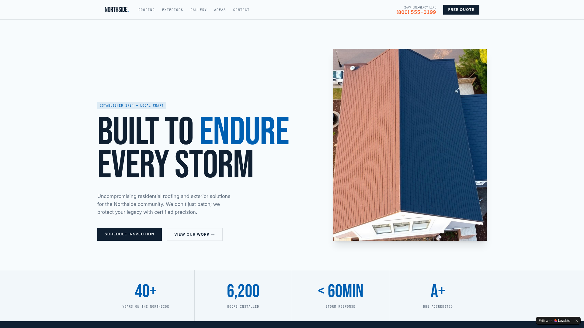 Northside Roofing website preview